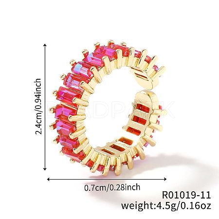 Brass Glass Cuff Rings ZQ1341-11-1