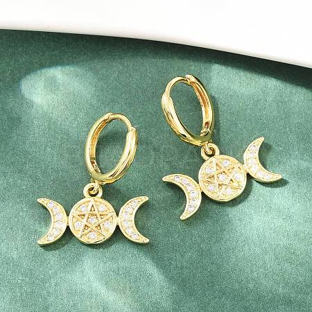 Brass Micro Pave Cubic Zirconia Hoop Dangle Earrings EJEW-G471-52G-1