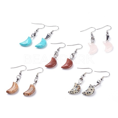 Natural & Synthetic Mixed Gemstone Dangle Earrings EJEW-JE02729-1