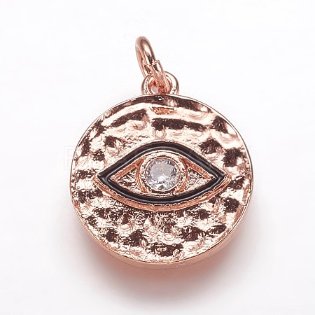 Hammered Brass Pendants KK-K207-02RG-1