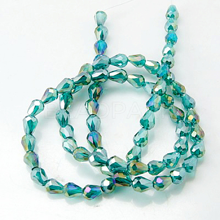 Electroplate Glass Beads Strands EGLA-D015-12x8mm-26-1