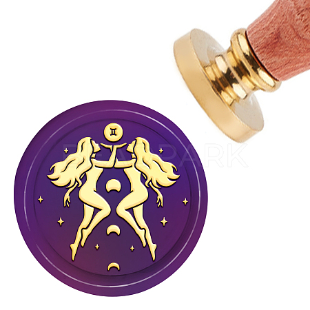 Brass Wax Seal Stamp with Handle AJEW-WH0184-0353-1