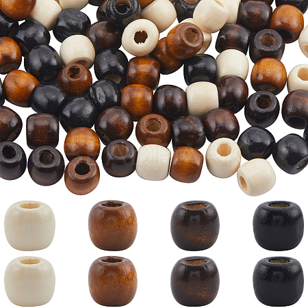 200Pcs 4 Colors Natural Wooden Beads WOOD-SC0001-74-1