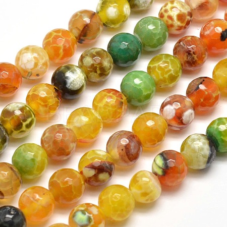 Dyed Natural Agate Faceted Round Beads Strands X-G-E268-09-1