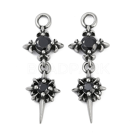 316 Surgical Stainless Steel Micro Pave Cubic Zirconia Pendants X-STAS-G349-03AS-01-1