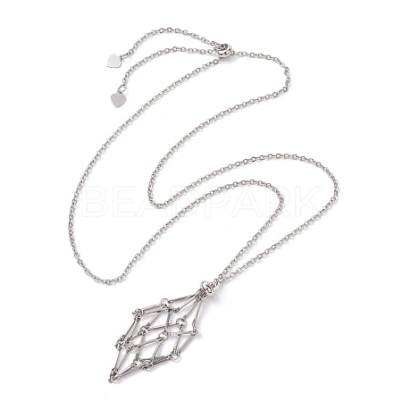 201 Crystal Stone Cage Pendant Necklaces NJEW-JN04765-02-1