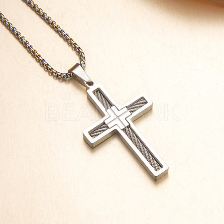 Religion 304 Stainless Steel Pendant Necklaces for Men WG51DD4-02-1