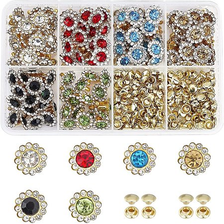 120 Sets 6 Colors Alloy Rhinestones Rivets FIND-WR0003-09-1