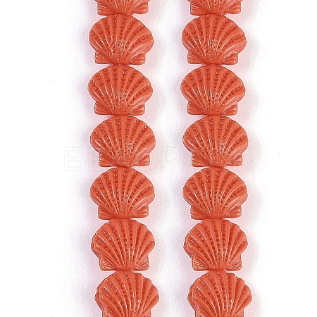 Synthetic Coral Dyed Carved Beads Strands X-CORA-K009-05A-02-1