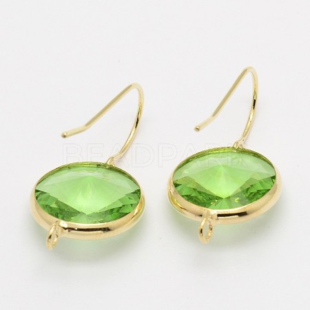 Golden Plated Brass Glass Earring Hooks KK-L119-G02-1
