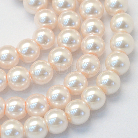 Baking Paint Pearlized Glass Pearl Round Bead Strands HY-Q330-8mm-41-1