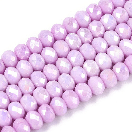 Anti-Tarnish Electroplate Rondelle Glass Beads Strands EGLA-T021-6mm-17-01-1