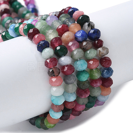 2 Strands Dyed Natural Malaysia Jade Rondelle Beads Strands G-PA0001-84-1