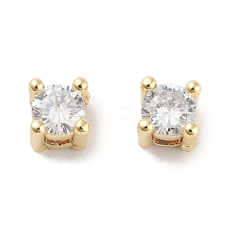 Brass Micro with Single Clear Zirconia Beads KK-C051-30G-1