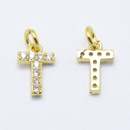 Brass Micro Pave Grade AAA Cubic Zirconia Charms X-ZIRC-P067-11G-T-NR-1