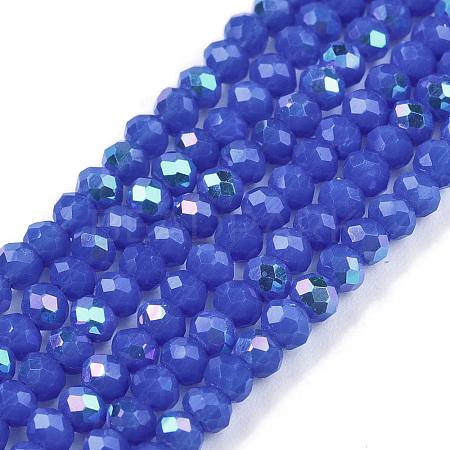 Electroplate Opaque Solid Color Glass Beads Strands EGLA-A044-P1mm-L32-1