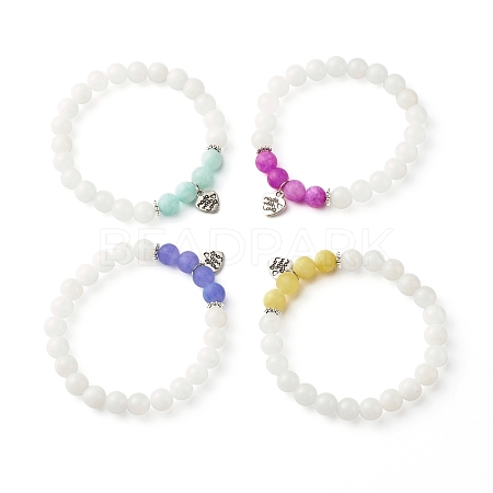 Dyed Natural White Jade(Dyed) Beads Bracelets for Women Gift BJEW-JB06660-1