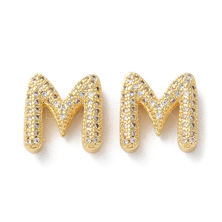 Rack Plating Brass Micro Pave Cubic Zirconia Slide Charms KK-C084-34G-M-1