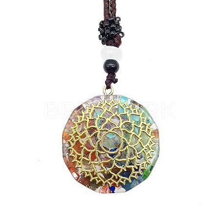 Orgonite Chakra Natural & Synthetic Mixed Stone Pendant Necklaces QQ6308-5-1