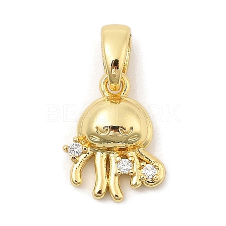 Rack Plating Leaf Brass Clear Cubic Zirconia Pendants KK-S407-13G-E-1