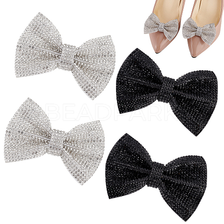 4Pcs 2 Colors Bowknot Detachable Rhinestone Shoe Buckle Clips FIND-GO0002-31-1