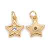 Brass Micro Pave Clear Cubic Zirconia Charms KK-Z023-17G-2