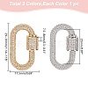 WADORN 2Pcs 2 Colors Brass Micro Pave Clear Cubic Zirconia Screw Carabiner Lock Charms ZIRC-WR0001-01-2