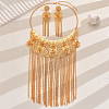 Luxurious Iron Middle Eastern Style Flower Tassels Earrings & Necklaces Sets for Women IU6817-1