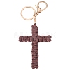 Cotton Cord Cross Keychains AJEW-TAC0031-03B-1