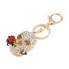 Skull with Rose Alloy Rhinestone Pendant Decoration Keychains KEYC-B019-02-2
