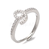 Rack Plating Brass Cubic Zirconia Arabic Letters Adjustable Rings for Women RJEW-S407-10P-05-1