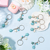 20Pcs Turtle with Starfish Synthetic Turquoise Pendant Keychains KEYC-CP0001-47A-4
