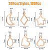 DICOSMETIC 120Pcs 6 Style 304 Stainless Steel Charms STAS-DC0014-93-2