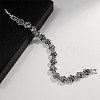 Vintage Alloy Rose Flower Link Chain Bracelet for Women BJEW-A140-01AS-4