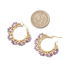 Brass Natural Amethyst Hoop Earrings EJEW-TA00782-03-3