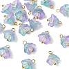 20Pcs Glass & Acrylic Flower Pendants PALLOY-YW00107-09-1