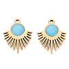 303 Stainless Steel Enamel Pendants STAS-Q110-35G-03-1