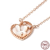 White Shell Rabbit Pendant Necklace with Clear Cubic Zirconia NJEW-G078-01RG-1