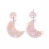 Cellulose Acetate(Resin) Crescent Moon Dangle Earrings EJEW-JE03424-M-5