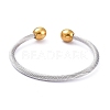 304 Stainless Steel Cuff Bangles BJEW-M284-12GP-1