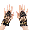 2Pcs Polyester Lace & Alloy & Resin Link Ring Bracelets BJEW-ME0001-25-6