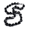 Natural Dyed & Heated Black Agate Nuggets Beaded Necklaces for Women Men NJEW-K388-01P-4