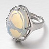 Adjustable Oval Gemstone Wide Band Rings RJEW-L062-01A-2