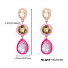 Zinc Alloy Enamel & Colorful Glass Rhinestone Stud Dangle Earrings FS-WGE1C08-03-1