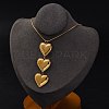 Valentine's Day PVD Vacuum Plating 304 Stainless Steel Triple Heart Pendant Round Snake Chain Necklaces for Women STAS-Z114-24G-3