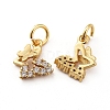 Brass Cubic Zirconia Charms X-RB-I077-08G-RS-1