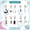 Space Theme Alloy Astronaut with Moon/Star Pendant Locking Stitch Markers HJEW-AB00075-2