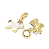Brass White Enamel Puppy European Dangle Charms KK-K293-45G-2