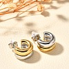 304 Stainless Steel Two Tone Stud Earrings EJEW-F355-05GP-05-4