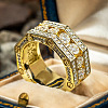 Brass Micro Pave Clear Cubic Zirconia Finger Rings for Men FS-WG63B19-03-2